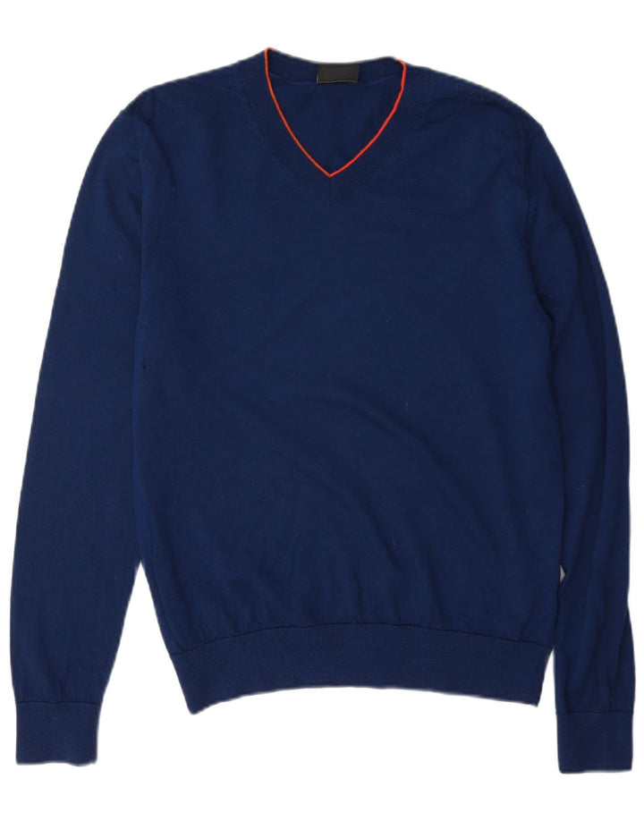 Męski sweter Paul Smith z dekoltem w kształcie litery V, średni granatowy wełniany