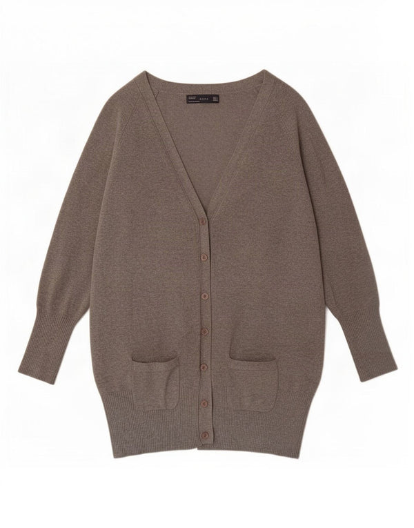 Damski sweter o przedłużonym fasonie Zara UK 10 Small, szary, bawełniany