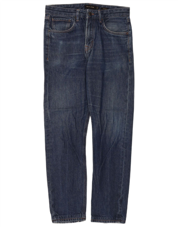 MASSIMO DUTTI Męskie proste dżinsy EU 38 Small W30 L30 Niebieska bawełna