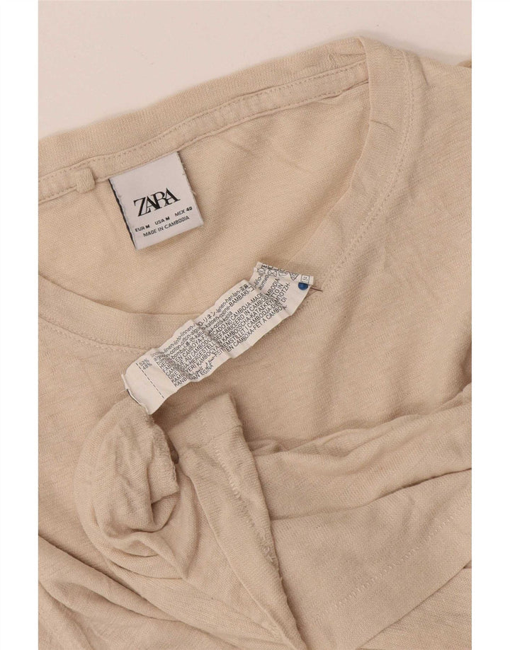 T-shirt męski Zara Top, średnio beżowy, lniany