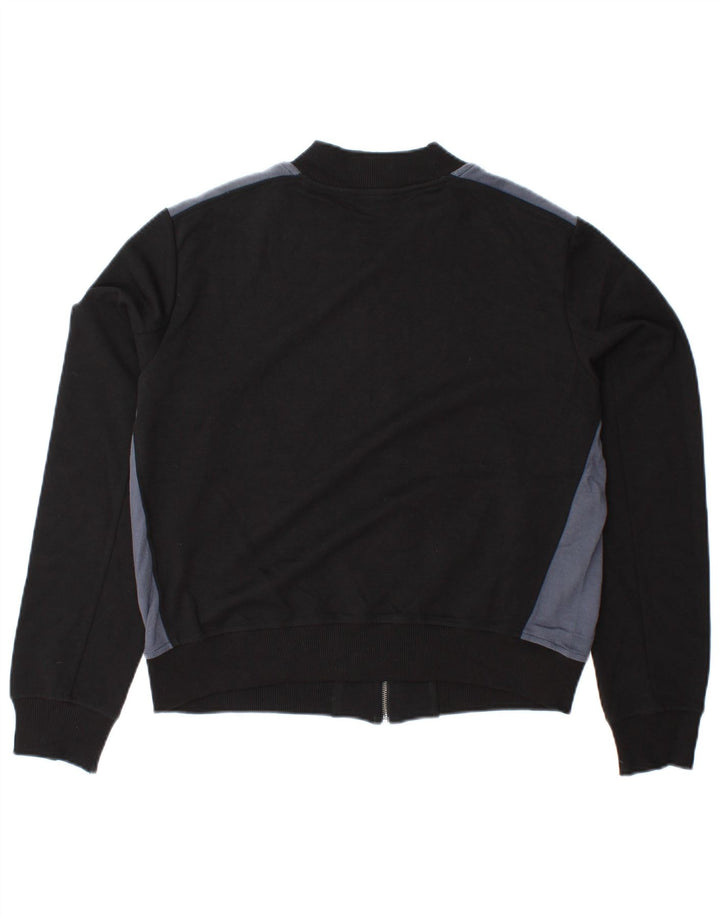 Damska kurtka dresowa BENETTON Crop UK 16, duża, czarna, z blokami kolorów