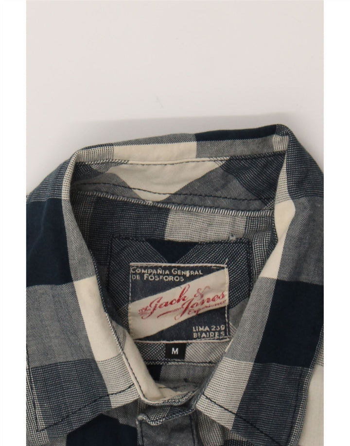 JACK & JONES Mens Flannel Shirt Medium Blue Check Cotton Vintage Jack & Jones and Second-Hand Jack & Jones from Messina Hembry 