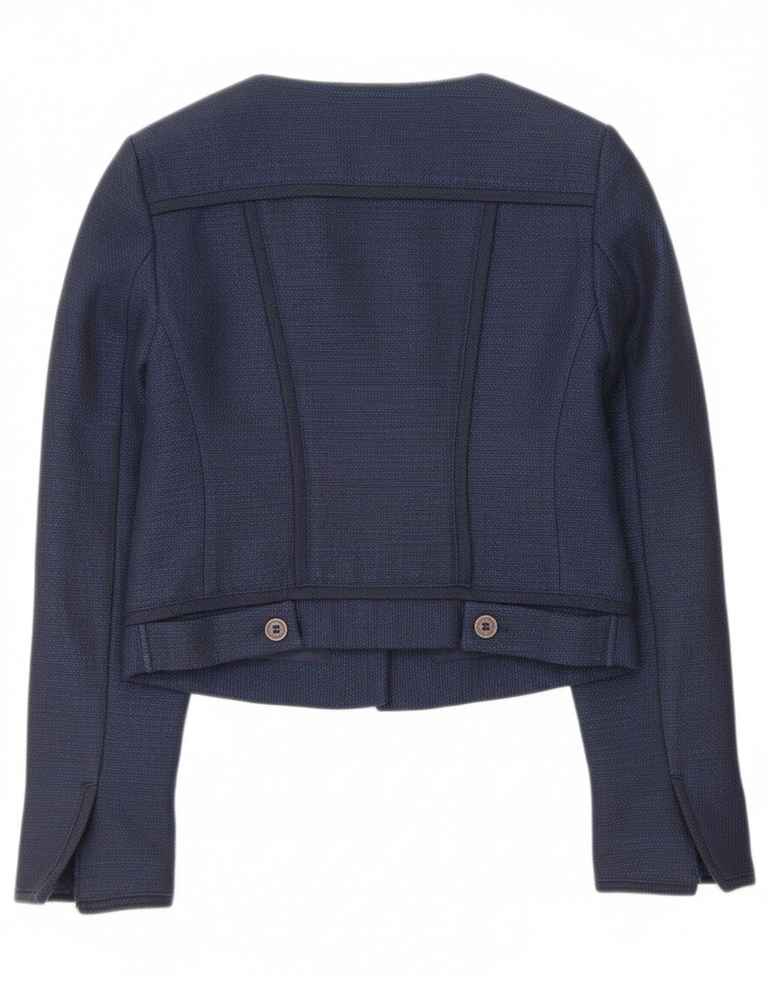 BENETTON Womens Sartoria Crop 4 Button Blazer Jacket IT 38 XS Navy Blue