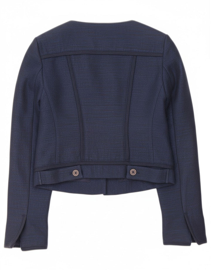 BENETTON Womens Sartoria Crop 4 Button Blazer Jacket IT 38 XS Navy Blue