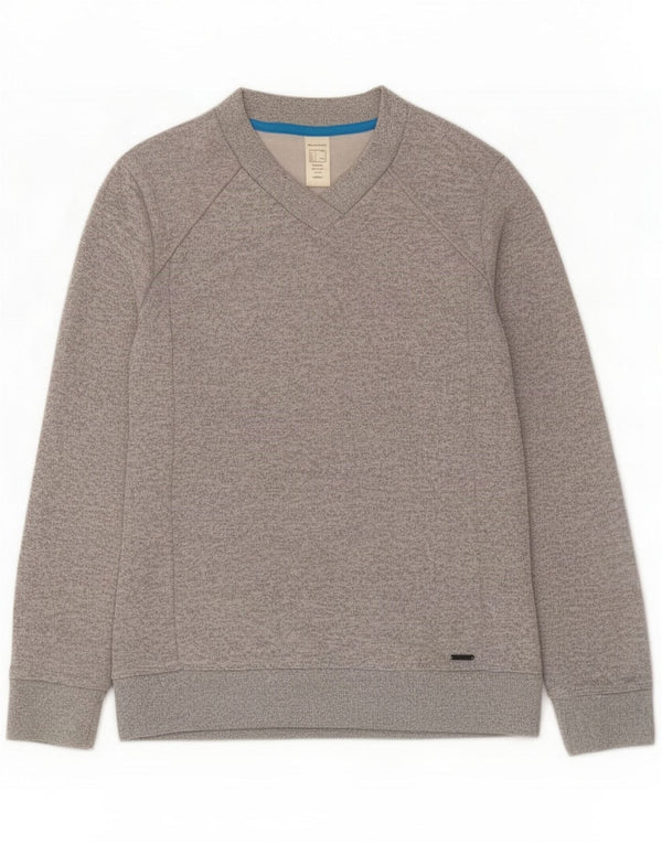 Bluza damska w stylu vintage, sweter UK 14, duży, szary, nakrapiany poliester