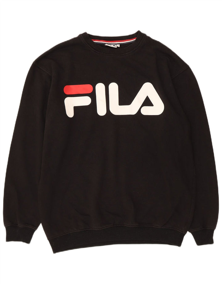 Męska bluza z grafiką Fila, średnia czarna, bawełniana