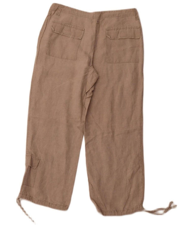 Spodnie damskie EDDIE BAUER Straight Capri W36 L24 Beżowe lniane