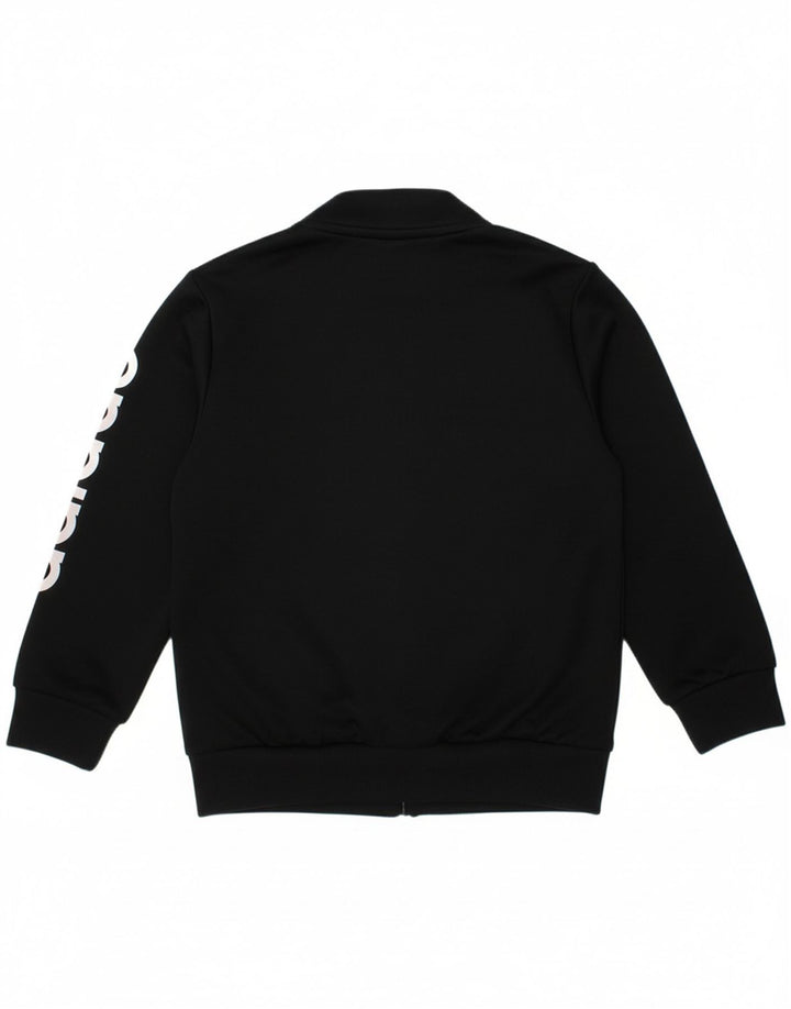 ADIDAS Boys Graphic Tracksuit Top Jacket 5-6 Years Black Polyester