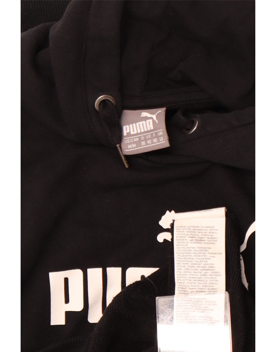Damski sweter z kapturem i grafiką PUMA UK 12, średni czarny, bawełniany