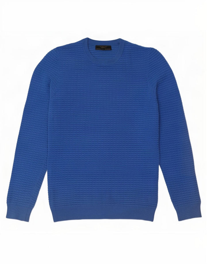 Męski sweter z okrągłym dekoltem Zara, mały niebieski