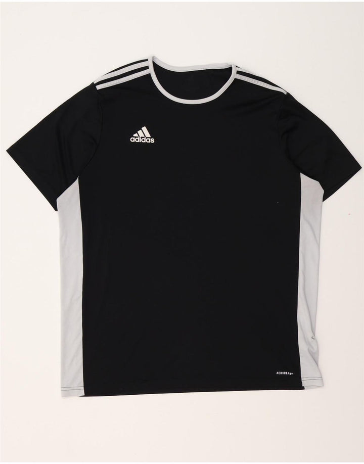 Męski t-shirt ADIDAS Aeroready, top XL, czarny poliester z blokami kolorów