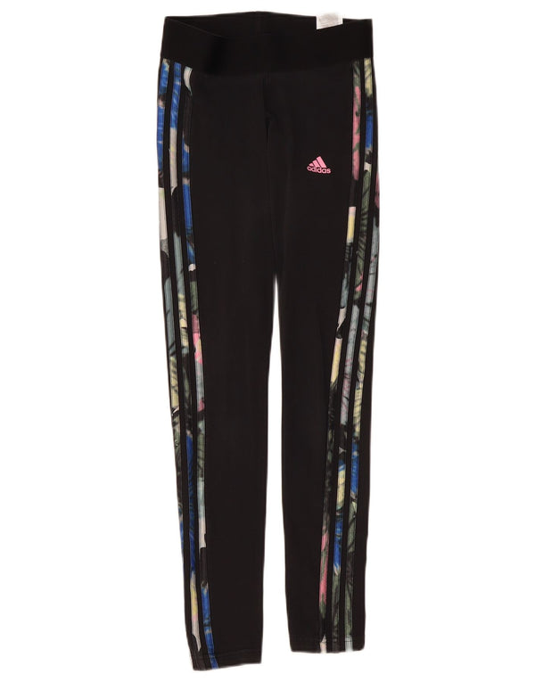 Legginsy damskie Adidas UK 4/6 XS Czarna bawełniana w kwiaty