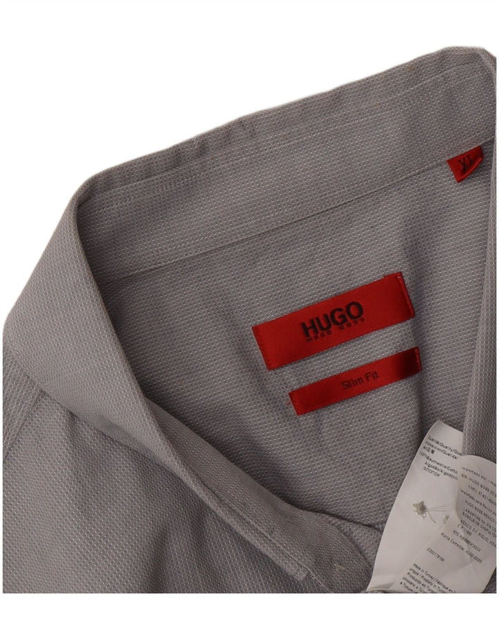 HUGO BOSS Mens Slim Fit Shirt XL Grey Check Cotton