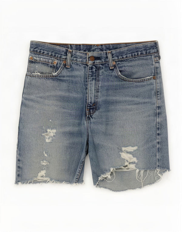 Męskie spodenki jeansowe Levi's 751 w trudnej sytuacji W34, duże, niebieskie