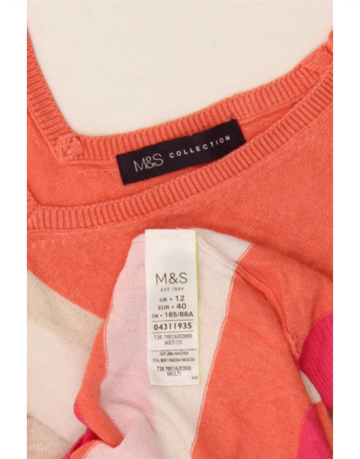 Sweter damski Marks & Spencer z dekoltem w kształcie litery V, UK 12, średni, wielokolorowy