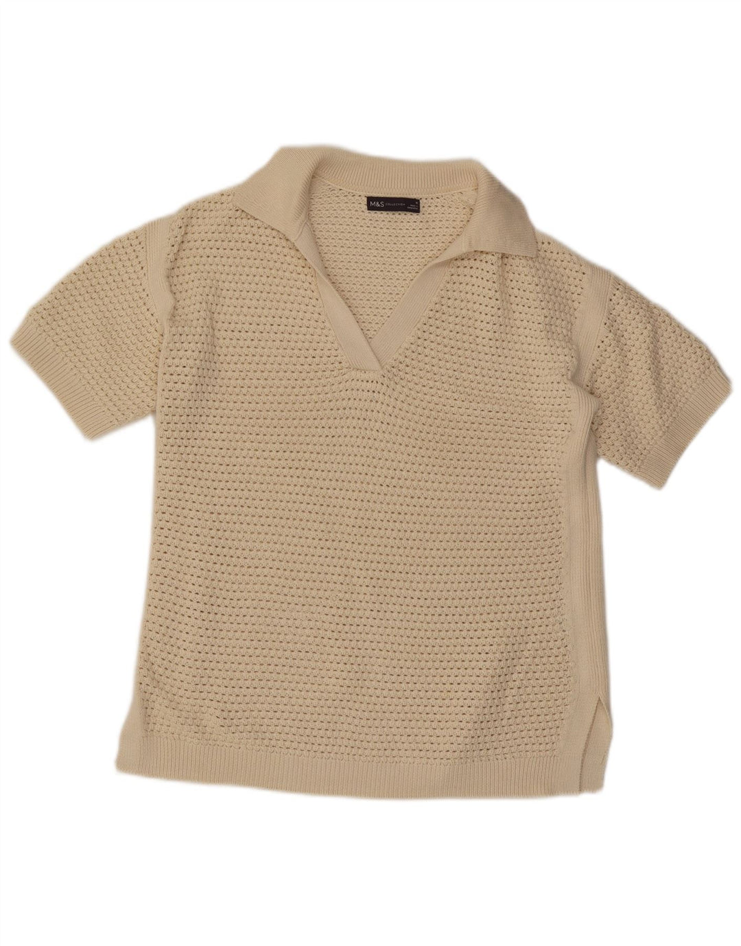Marks & Spencer Damski sweter polo z krótkim rękawem, UK 14, średni B