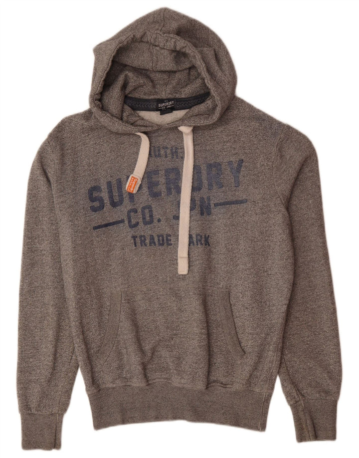 SUPERDRY Męski sweter z kapturem i grafiką, średnioszary, bawełniany w cętki