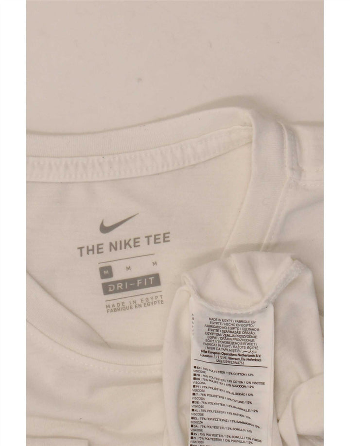 Męska koszulka Nike Dri Fit z grafiką, średnia biała bawełna