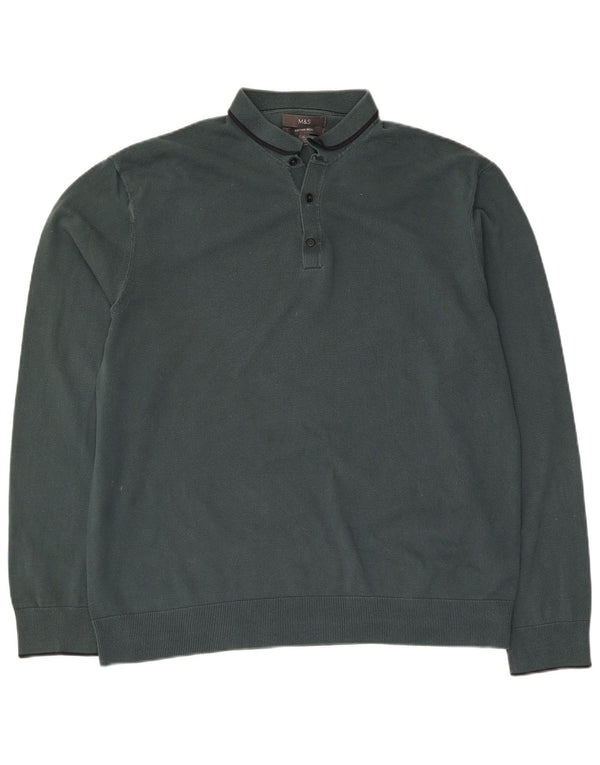 Marks & Spencer Męski sweter polo XL, zielony, bawełniany