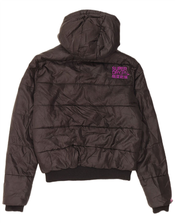 Damska ocieplana kurtka z kapturem Superdry UK 40, duża, czarna, poliester