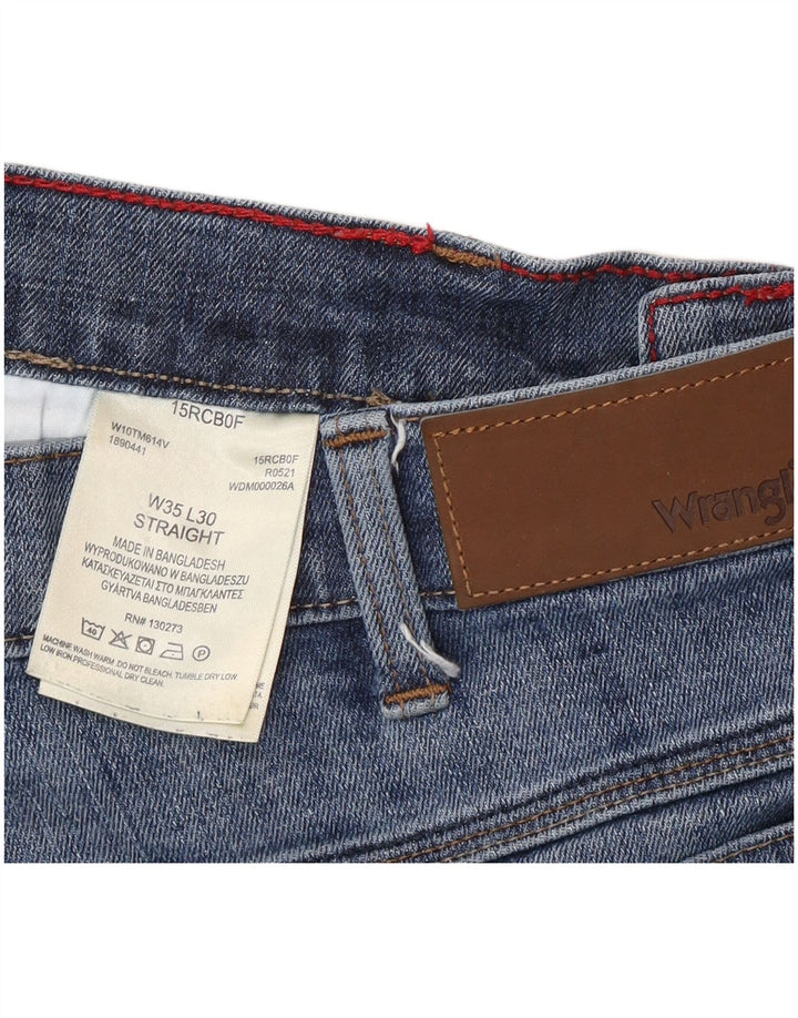 Wrangler Męskie proste dżinsy W35 L30 Niebieskie bawełniane
