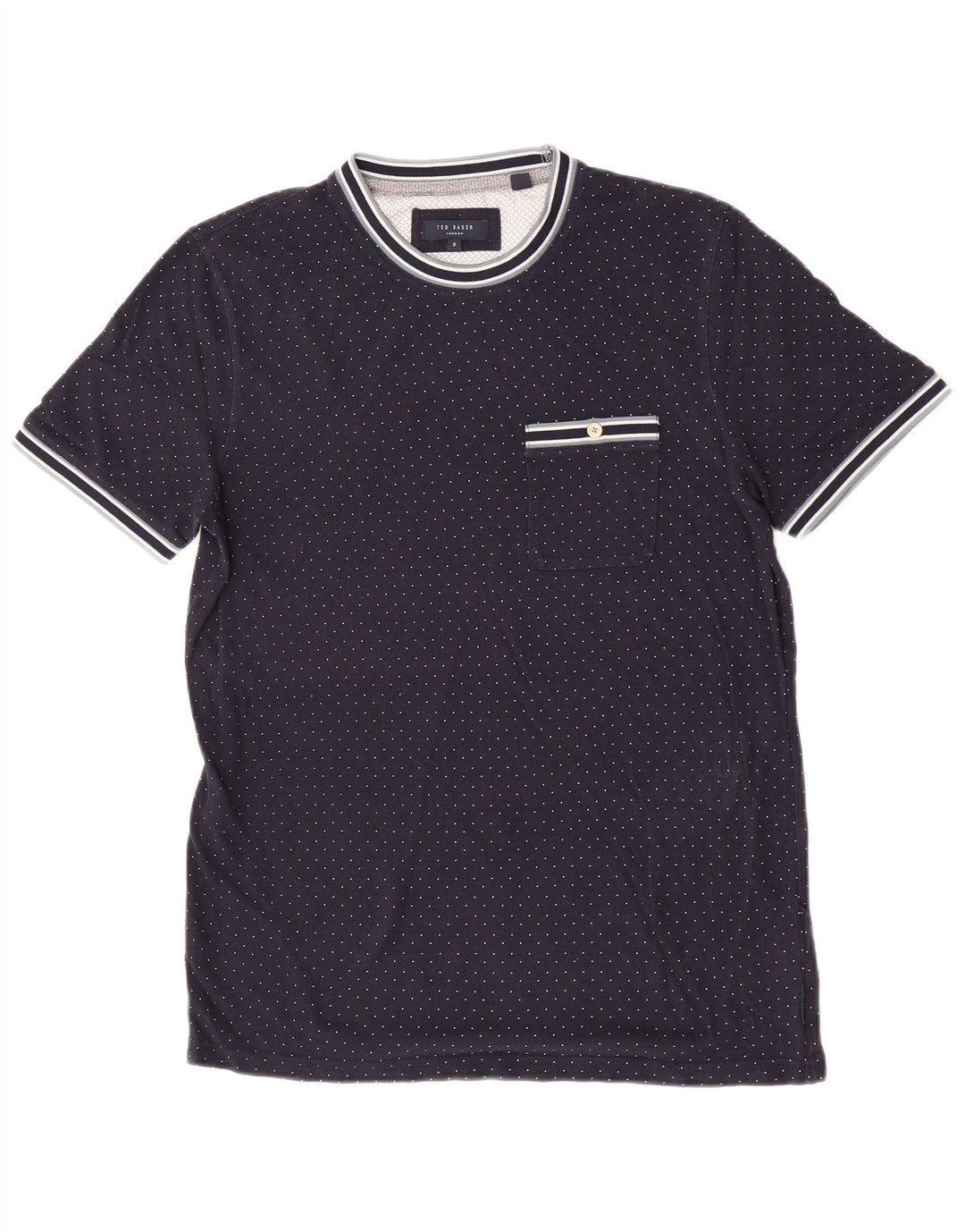 Ted Baker Męski T-shirt, rozmiar 3, średni, granatowy, modal w cętki