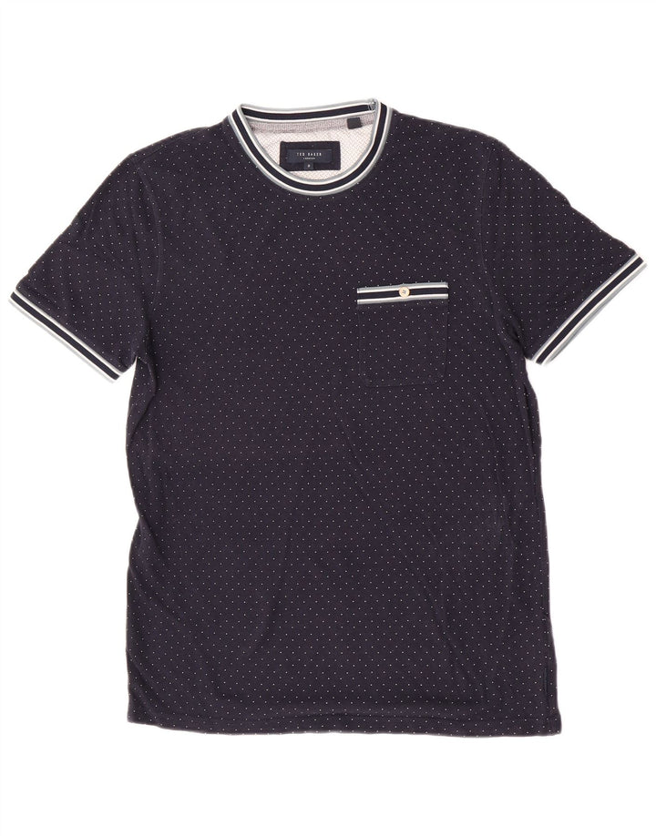 Ted Baker Męski T-shirt, rozmiar 3, średni, granatowy, modal w cętki
