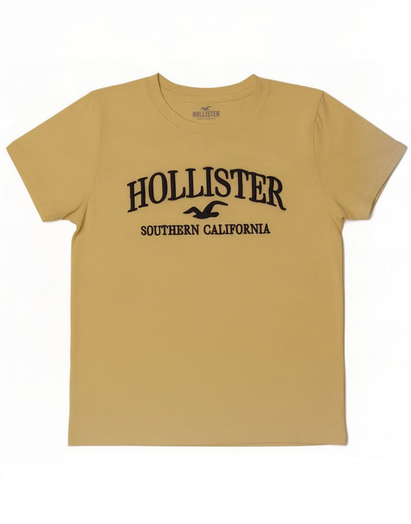 Hollister Womens Graphic T-Shirt Top UK 10 Small Yellow Cotton