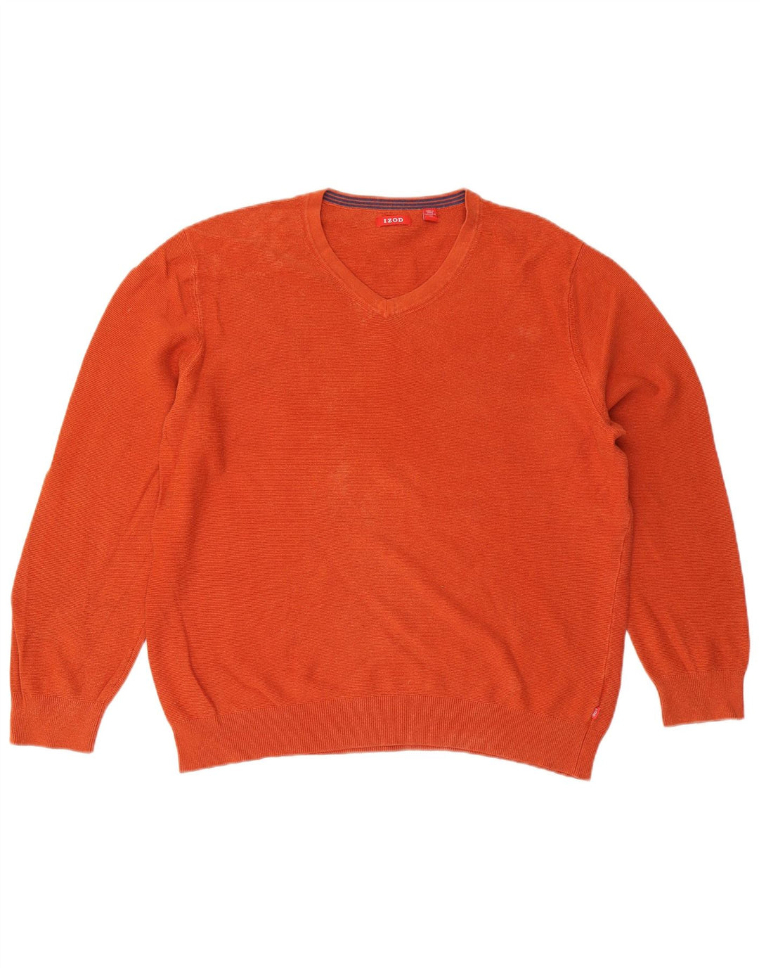 IZOD Męski sweter z dekoltem w kształcie litery V, XL, pomarańczowy, bawełniany