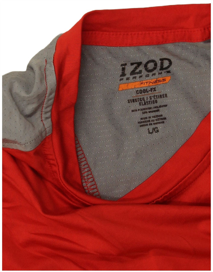 IZOD Męski T-shirt Top, duży, czerwony, z blokami kolorów