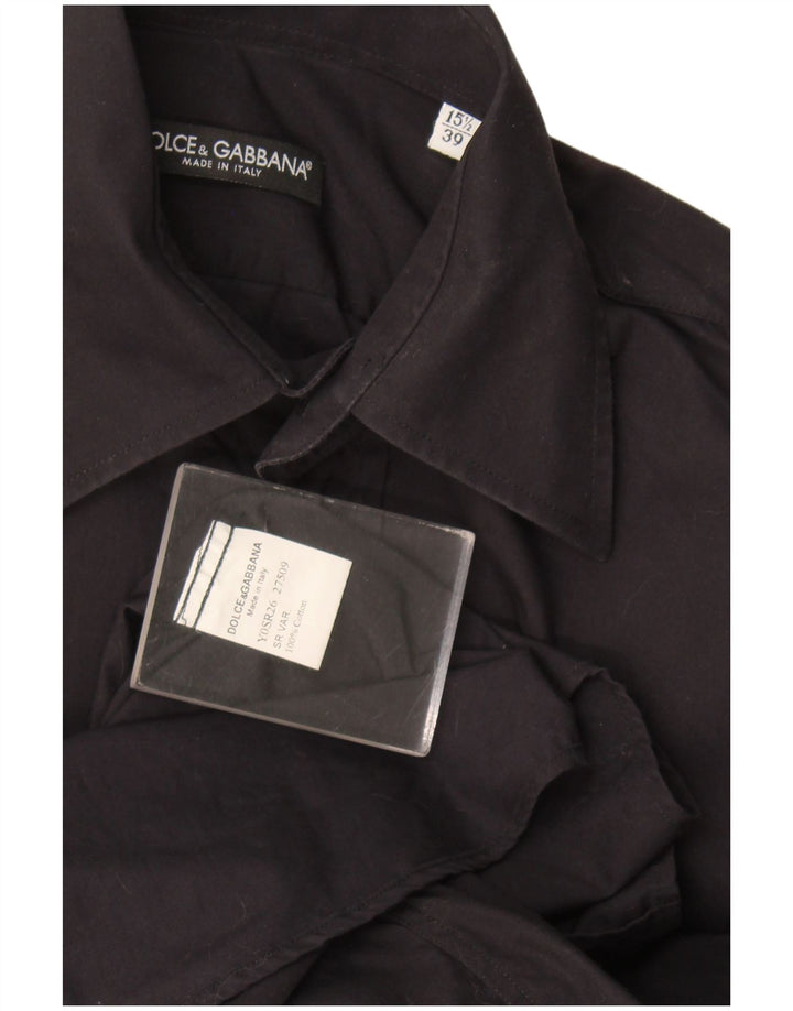 Koszula męska Dolce & Gabbana, rozmiar 39 15 1/2, średnia czarna bawełna