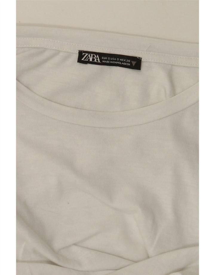 ZARA Womens Crop T-Shirt Top UK 10 Small White Vintage Zara and Second-Hand Zara from Messina Hembry 
