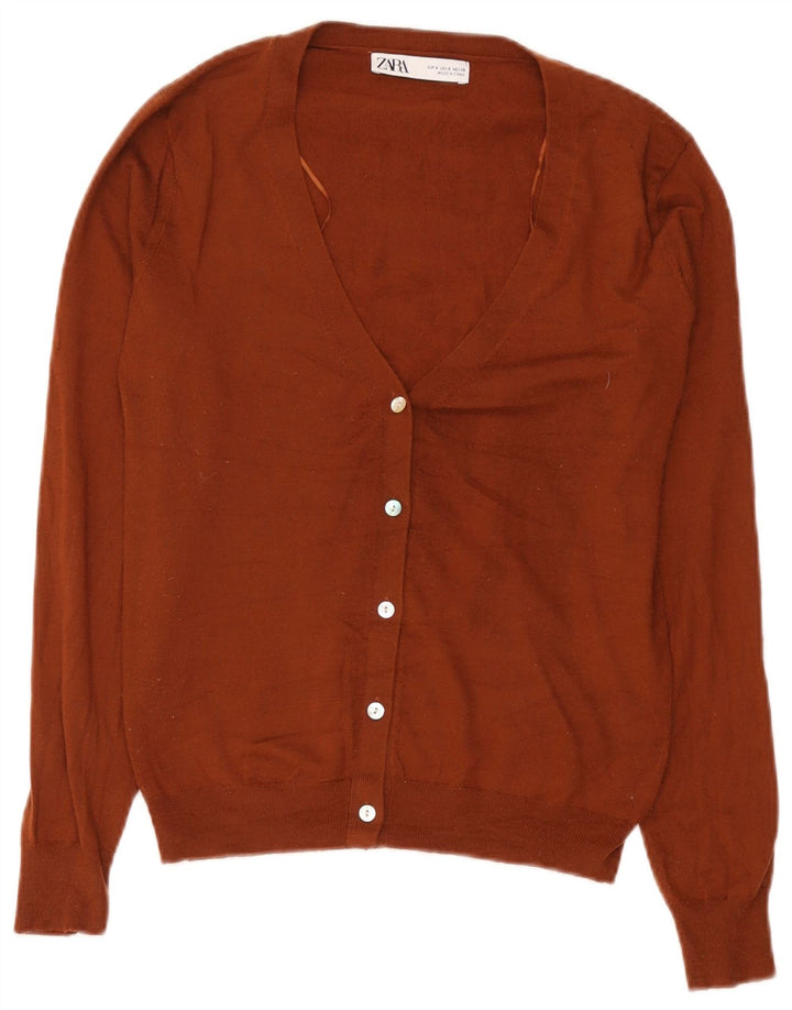 Sweter damski Zara Cardigan UK 10 Mały brązowy akryl
