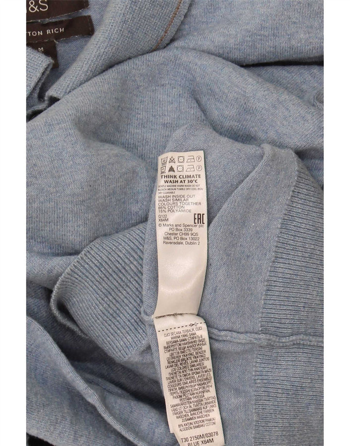 Marks & Spencer Męski sweter polo w kolorze średnioniebieskim, bawełniany