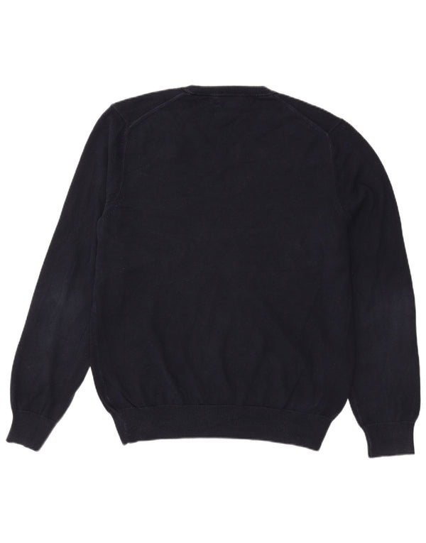 Marks & Spencer Męski sweter z dekoltem w kształcie litery V, duży, granatowy, bawełniany