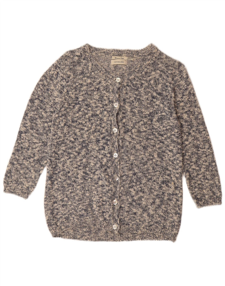 MASSIMO DUTTI Damski sweter rozpinany UK 12 Średnioszary, bawełniany nakrapiany