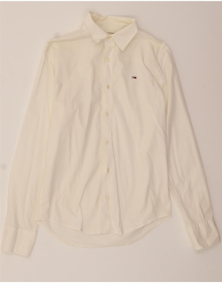 TOMMY HILFIGER Mens Shirt Medium White Vintage Tommy Hilfiger and Second-Hand Tommy Hilfiger from Messina Hembry 