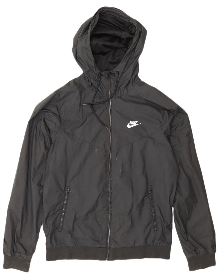 Męska kurtka przeciwdeszczowa z kapturem Nike UK 36, mała, czarna, poliestrowa