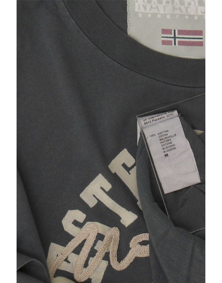 Męski T-shirt z grafiką Napapijri, duży, szary, bawełniany