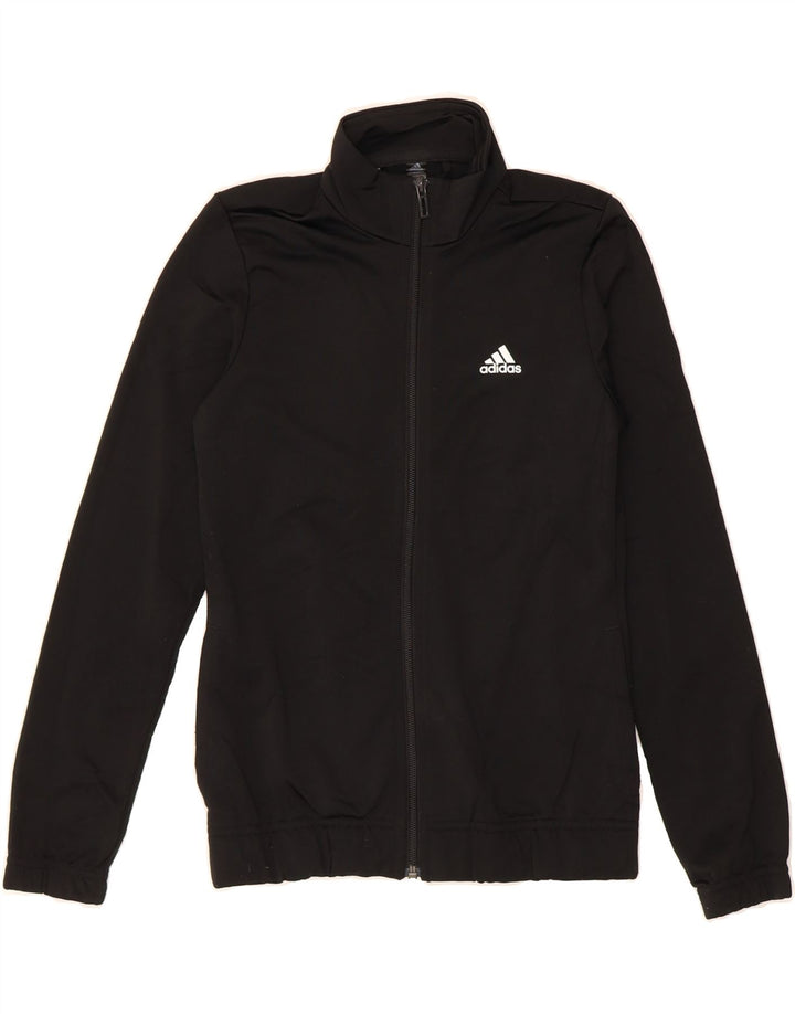 ADIDAS Girls Graphic Tracksuit Top Jacket 11-12 Years Black Polyester Vintage Adidas and Second-Hand Adidas from Messina Hembry 