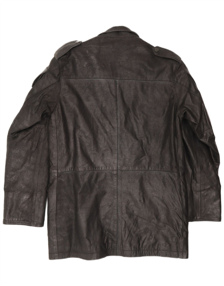 Barbour Męska skórzana kurtka wojskowa UK 36 Mała czarna skóra