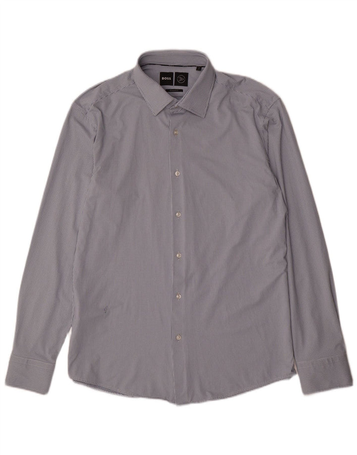 Koszula męska Hugo Boss o regularnym kroju, rozmiar 41 16, duża, niebieska, w cętki, poliamid