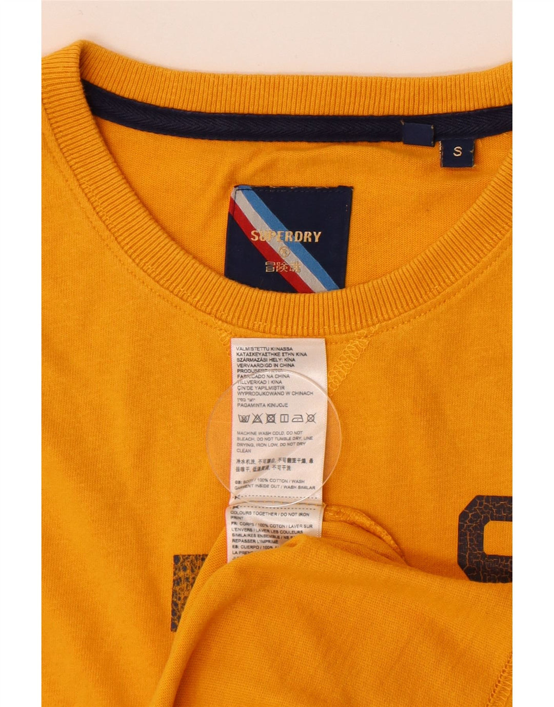 Męski T-shirt z grafiką Superdry, mały, żółty, bawełniany