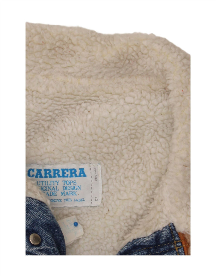 CARRERA Mens Sherpa Denim Jacket UK 40 Large Blue Cotton