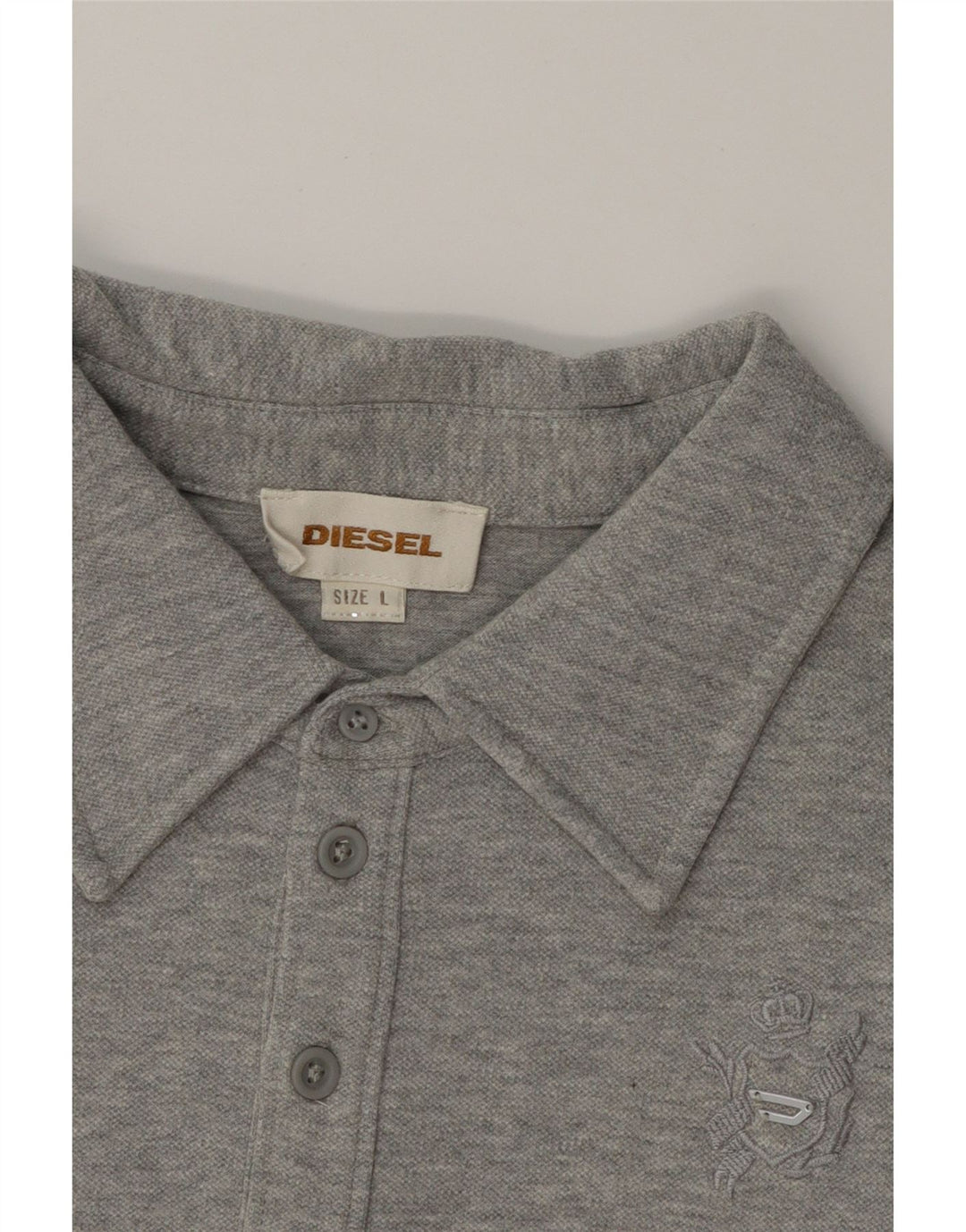 DIESEL Womens Polo Shirt UK 16 Large Grey Cotton Vintage Diesel and Second-Hand Diesel from Messina Hembry 