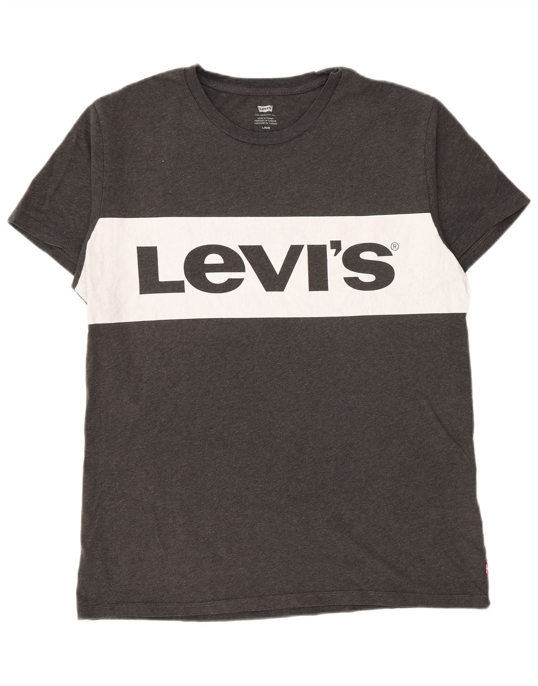 Męski T-shirt z grafiką Levi's, duży, szary, bawełniany blok kolorów