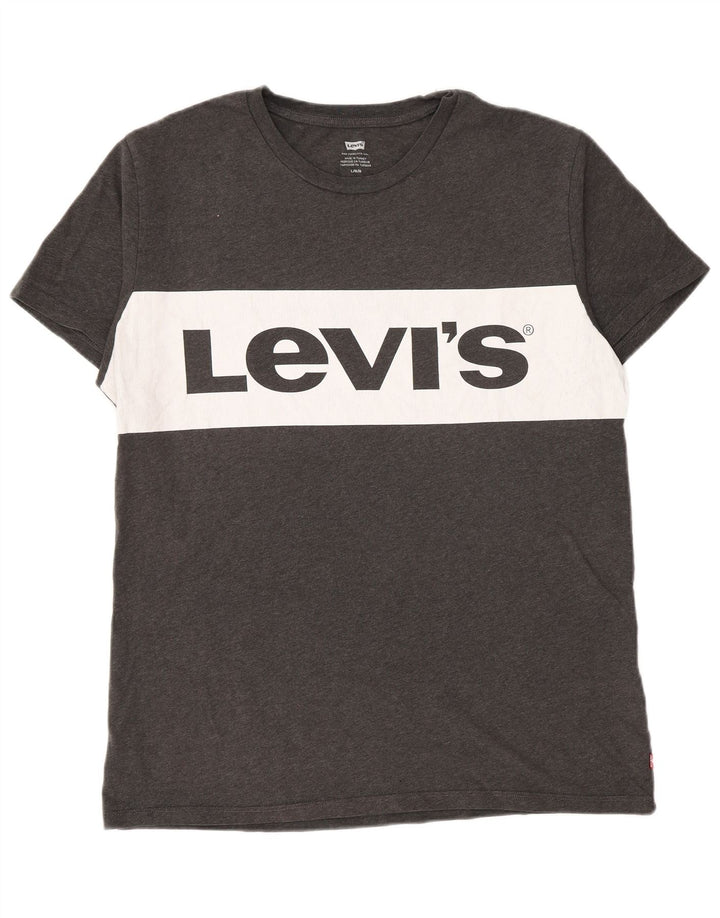 Męski T-shirt z grafiką Levi's, duży, szary, bawełniany blok kolorów