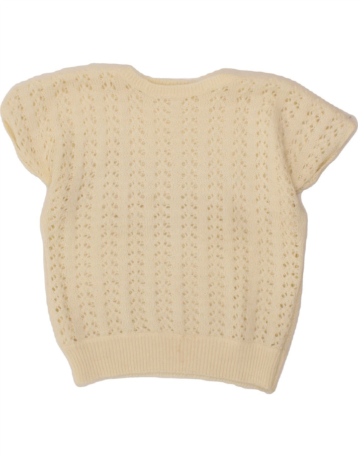VINTAGE Womens Boat Neck Jumper Sweater UK 14 Medium Off White Vintage Vintage and Second-Hand Vintage from Messina Hembry 