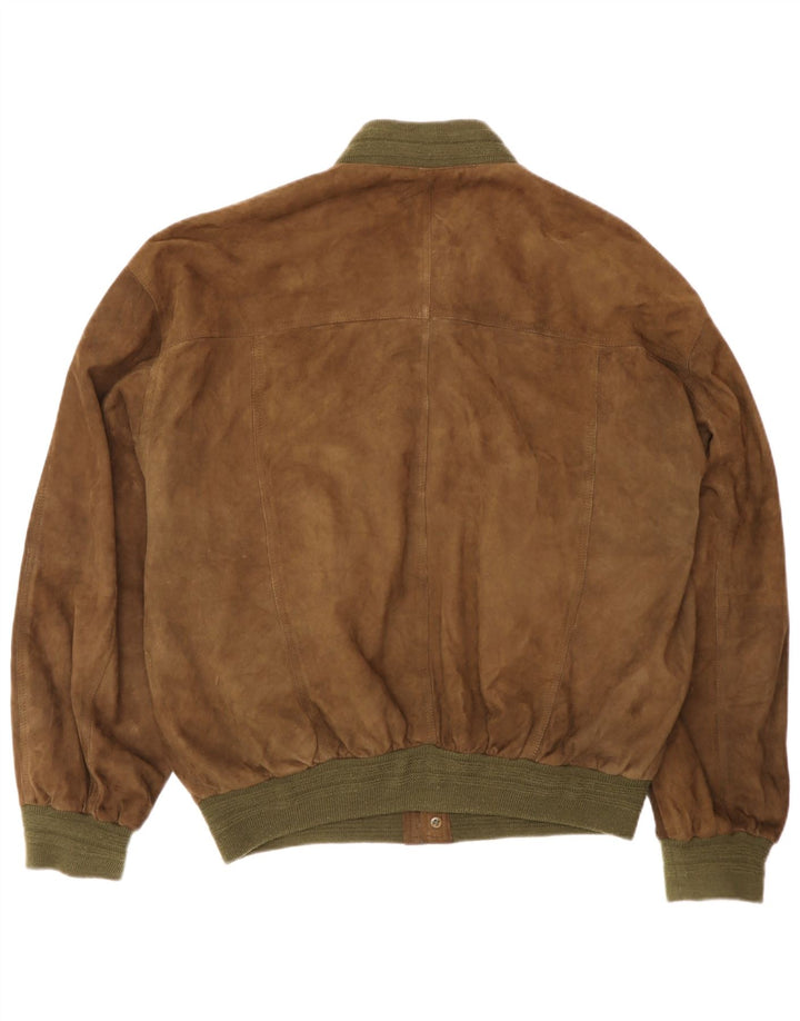 Vintage męska zamszowa kurtka bomber IT 50 duża brązowa skóra