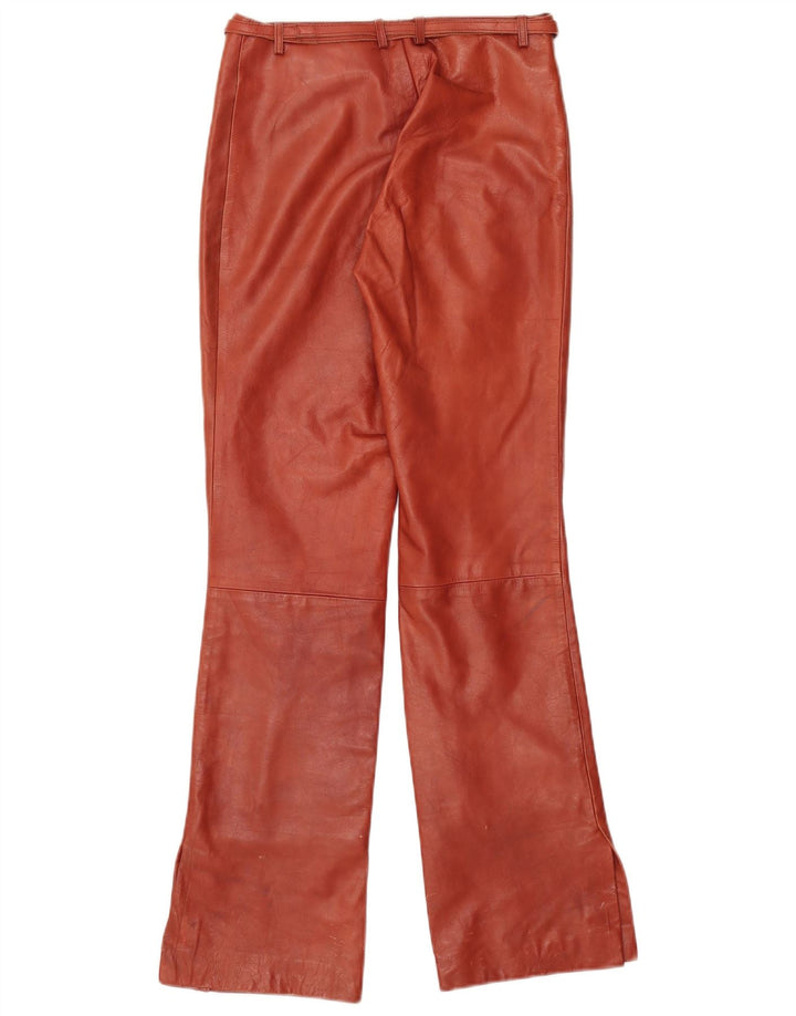 Vintage damskie skórzane spodnie Bootcut małe W27 L31 brązowe